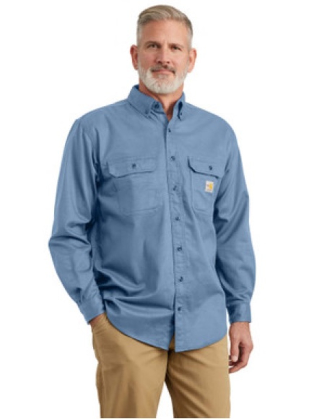 Carhartt Light Blue Long Sleeve Button Up Shirt, Size 3XL Tall